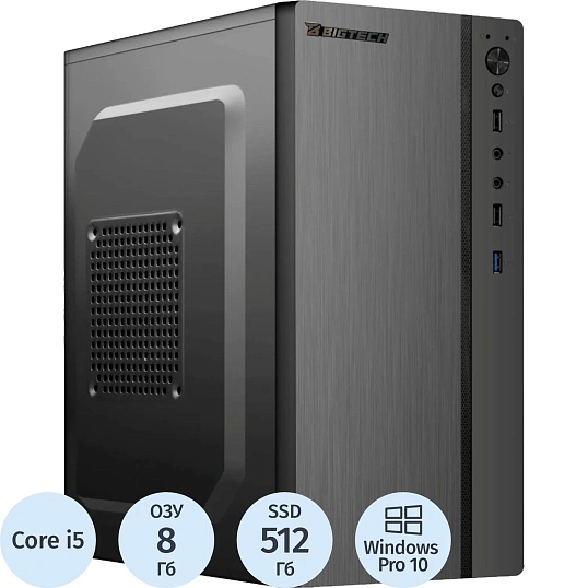 Системный блок BigTech B4 > (B4-9000)i5-13400/H610/8Gb/SSD512/400W/W10P