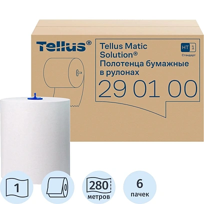 Полотенца бумажные в рулонах 1-сл. Торк/Tellus Матик 6рул/уп 290100