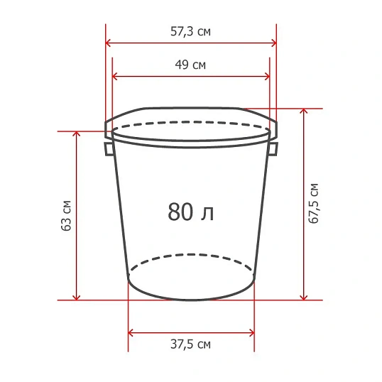 Бак для отходов 80л пластик, зеленый для пищ./непищ. прод .(до -30)