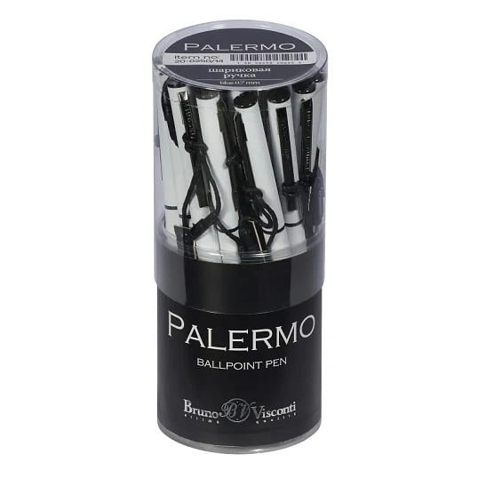 Ручка шариковая автомат. PALERMO бел.мет.корп, 0,7мм синяя 20-0250/14