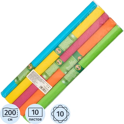 Бумага крепированная в рулоне 2000х500 9755, 10цв (радуга) 9755038002PM