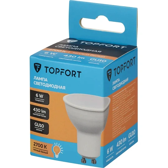 Лампа светодиодная Topfort GU10 6W 2700K