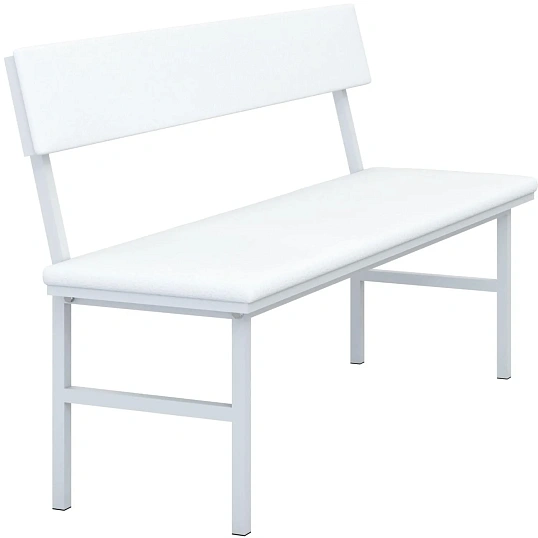 Банкетка MEG_со спинкой НУМЛ-МСК БЛ (код МСК-208) обивка белая