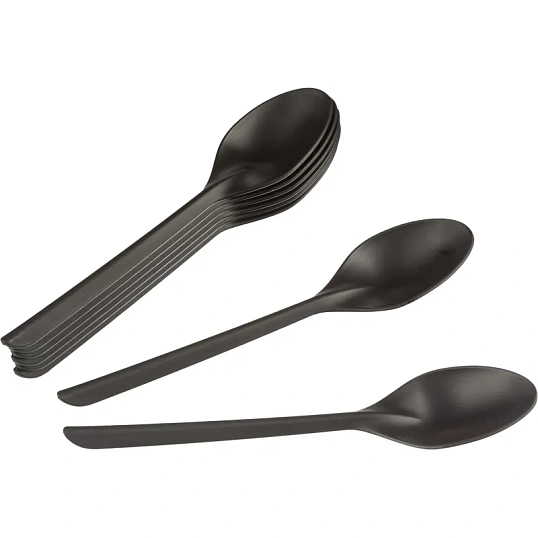 Ложка одноразовая столовая  173,5мм,  черная, ПП, 50шт/уп(4033)
