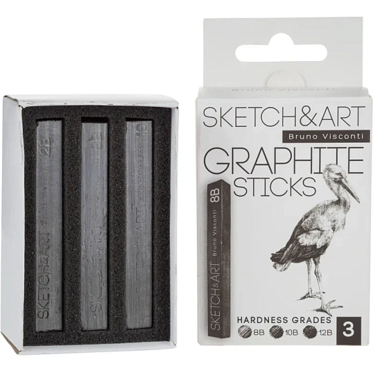 Набор графита прессованного SKETCH&ART 8B,10B,12B черный 3шт/наб 25-004