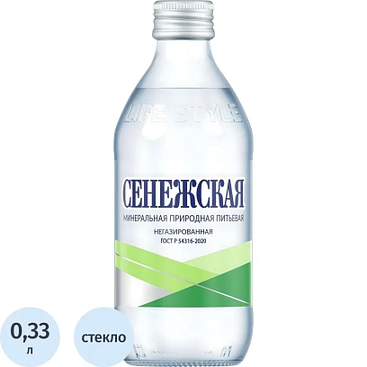 Вода минеральная Сенежская негазированная, стекло, 0,33 л