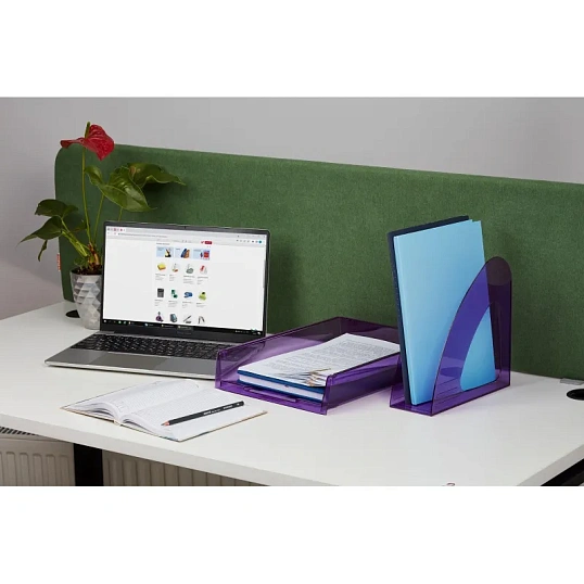Лоток вертикальный Attache 90мм Bright Colours прозрачный фиолетовый