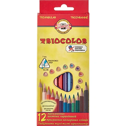 Карандаши цветные 12цв 3-гран Koh-I-Noor Triocolor 3132/12
