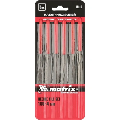 Набор надфилей 160х4 мм, 6 шт обрезиненные рукоятки Matrix 15816