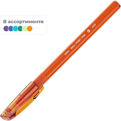 Ручка шариковая неавтомат. Deli EQ59,иг.нак0,7,3гр,мягк.грип,син,в асс