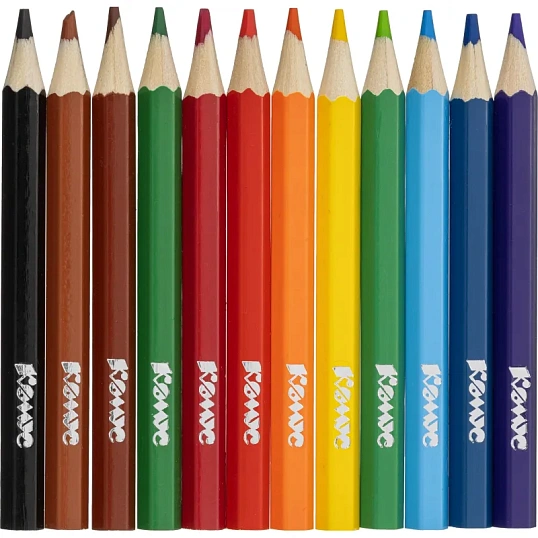 Карандаши цветные 12 цв/наб 6-гран №1School ColorPics короткие, 88 мм