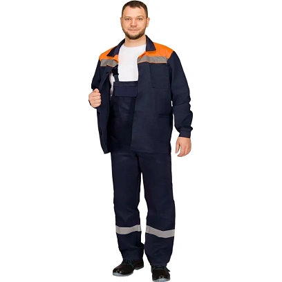 Костюм рабочий летний муж. л16-КПК с СОП син/оранж (р.60-62) 182-188