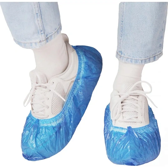 Бахилы н/с, п/э с 2й рез. 5,1г ПНД2-8/15/2р-С-С, голубые, 450пар/уп