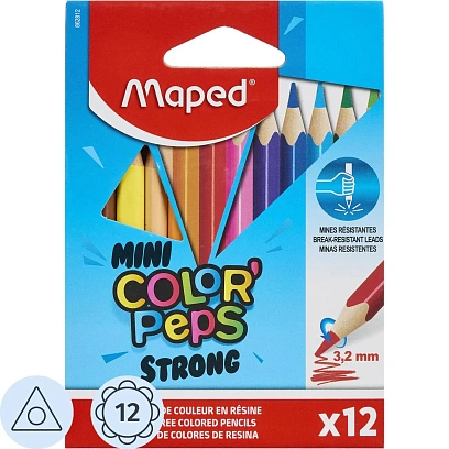 Карандаши цветные Maped COLOR'PEPS STRONG MINI 3хгр,пластик,12цв/наб,862812