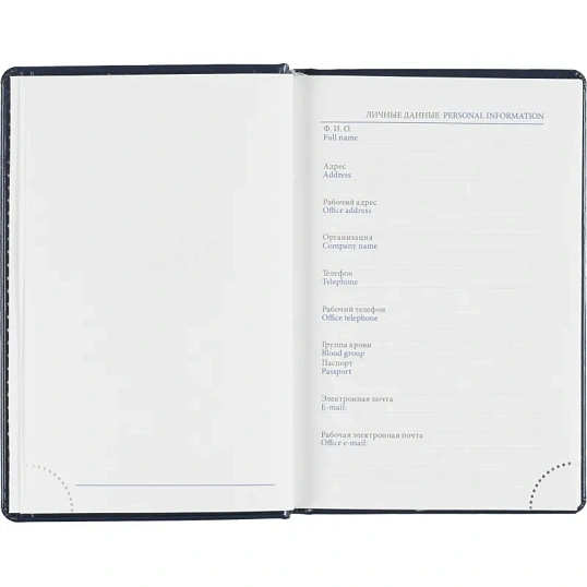 Ежедневник датированный 2026, синий,А6, 100х150 мм,336 стр,Agenda