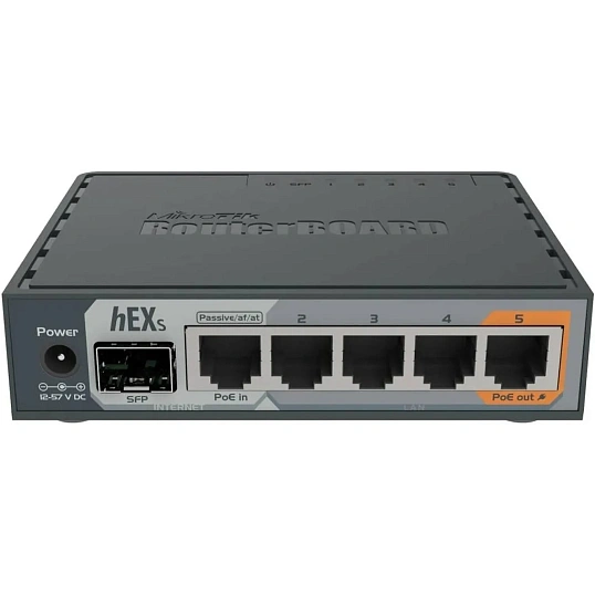 Маршрутизатор MikroTik hEX S RB760iGS 5х 1G RJ45, SFP, USB, MicroSD, PoE