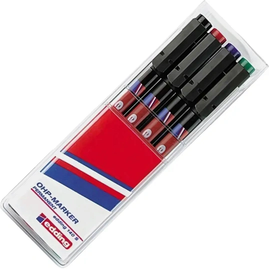 Маркер для глянц.поверх. EDDING E-140 S/4 (0,3мм) набор 4цв.