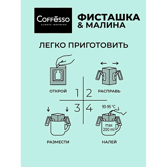 Кофе молотый в дрип-пакетах Coffesso Friendly Pistachio & Raspberry,5штx10г