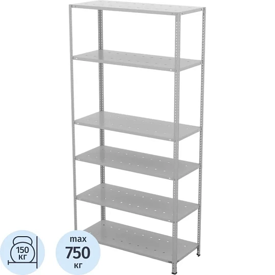 Стеллаж металлический ГТС_ТС Лайт, 2200x1000x400, Полки: 6 шт. метал. перф