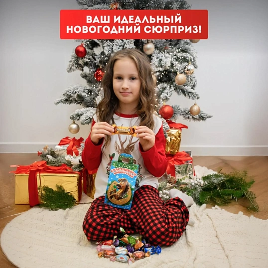 Новогодний сладкий подарок Лошадка и подкова Картон 300 грамм, K002