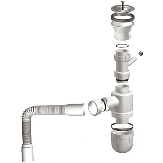 Сифон Юкинокс выпуск малый S303, в комплекте с сифоном и гофросифоном