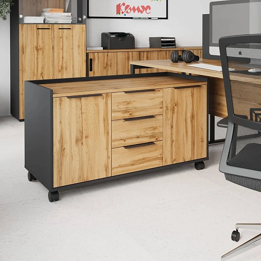 Тумба выкатн. К-Loft Director 241T006 1170x500x635 дуб натуральн/графит