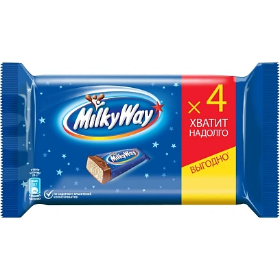 Шоколадный батончик Milky Way, 4штx26г/уп
