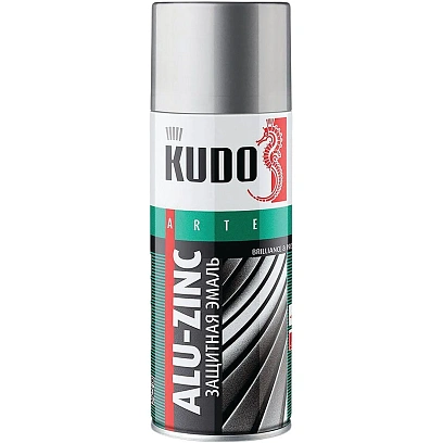 Эмаль аэрозоль защитная алюминиево-цинковая 520 мл (1/6) kudo ku-1090