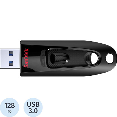 Флеш-память SanDisk Ultra, 128Gb, USB 3.0, чер, SDCZ48-128G-U46