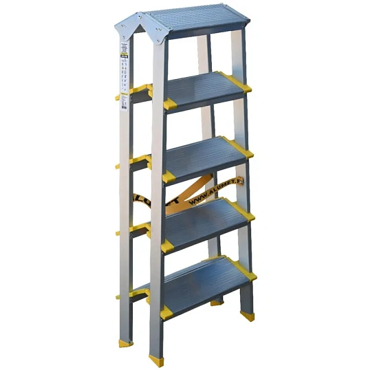 Стремянка двухсторонняя алюминиевая анодированная, 5 ст., ALUMET