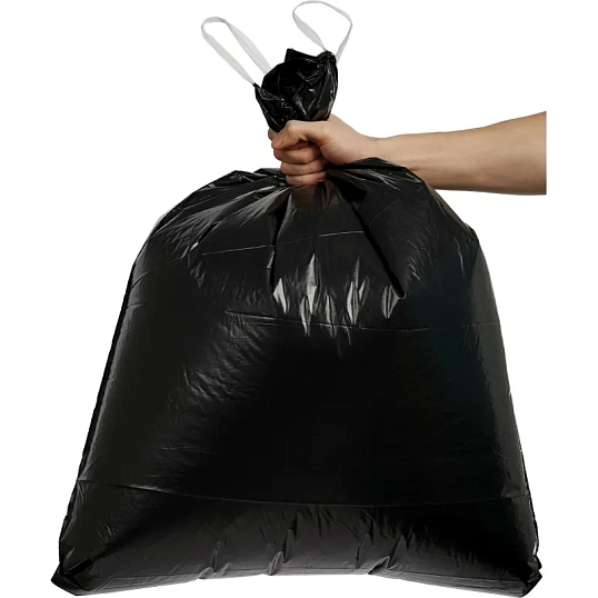 Мешки для мусора ПВД 100л 50мкм 10шт/рул черные 65x80см с завяз Luscan