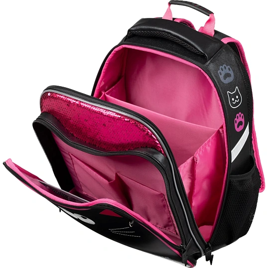 Ранец Комус Класс Stright Котэ Сама по себе, черный, 2 отд, эргоном. Спинка