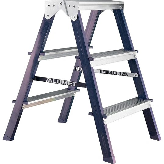 Стремянка Алюмет двухсторонняя стальная с алюмин. ступенями 3 ст. MD8203