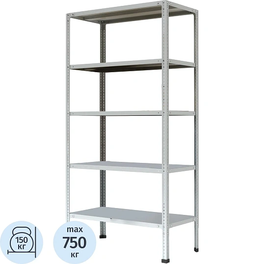 Стеллаж металлический P_МС-235 с 5-ю полками 1000х300х2000