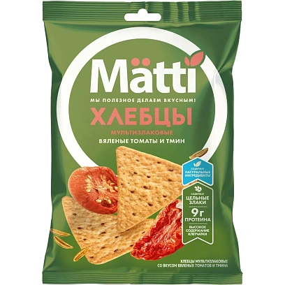 Хлебцы Matti мультизлаковые с вялеными томатами и тмином, 75г