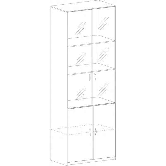 Шкаф SP Бюджет   со стекл. 2553 (651,879,655,670) д.ш.св./сер