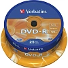 Носители информации DVD-R, 16x, Verbatim Azo Matt Silver, Cake/25, 43522