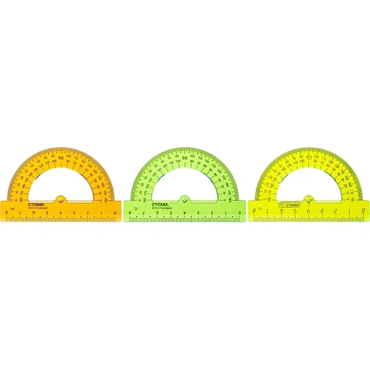 Транспортир 8см,   180градусов NEON Cristal  цвет ассорти ТР-01