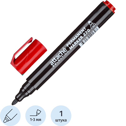 Маркер перманентный Attache Selection 270 красный 1-3мм кругл. наконечник