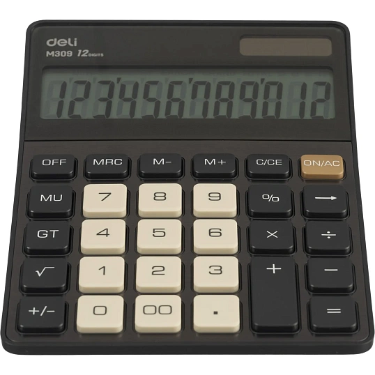 Калькулятор настольный Deli EM309,12 р, дв пит,176,9x124,9x34мм,темно-серый