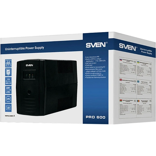 ИБП SVEN Pro 600, 360Вт, 2 евро(SV-013837)