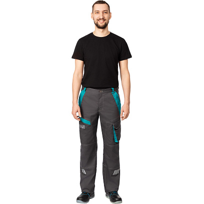 Брюки летние муж л36-БР т.сер/бирюз(р.60-62) 182-188 Алистер