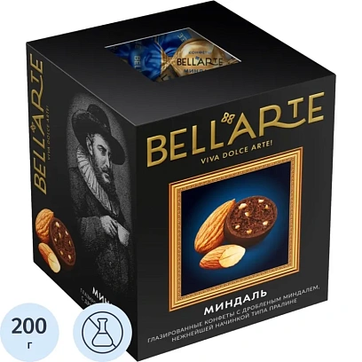 Конфеты Bell'Arte глазиров глазурью с корпус типа пралине  с миндалем 200г