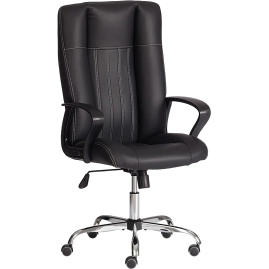 Кресло UT_Easy Chair Boston хром, (черн. подлок), кож/зам, черный, 36-6