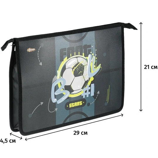 Папка для тетрадей Football синий,А4,молн.,пласт.,ПТ-813