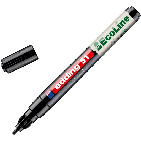 Маркер лаковый E-51 на водной основе, чёрный, 1-2 мм