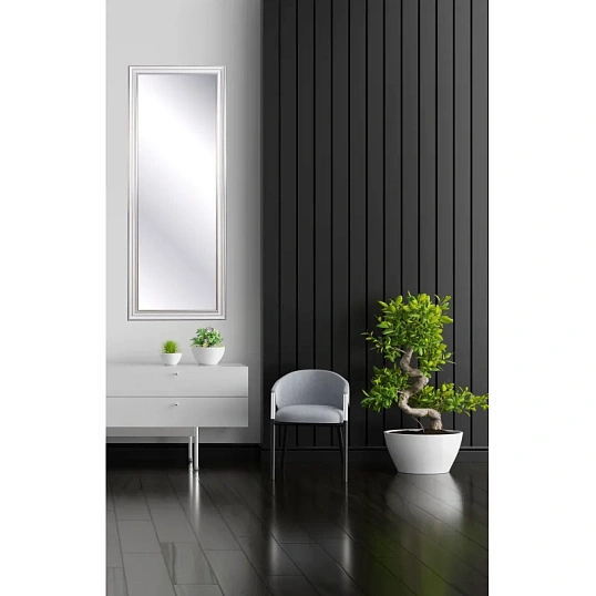 Зеркало МГЛ_ настенное НБ404 (490x1290) багет ПЛС белый с серебром