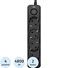 Сетевой фильтр AGNI 4/2м,черный(TP-FD4E-2m-black)