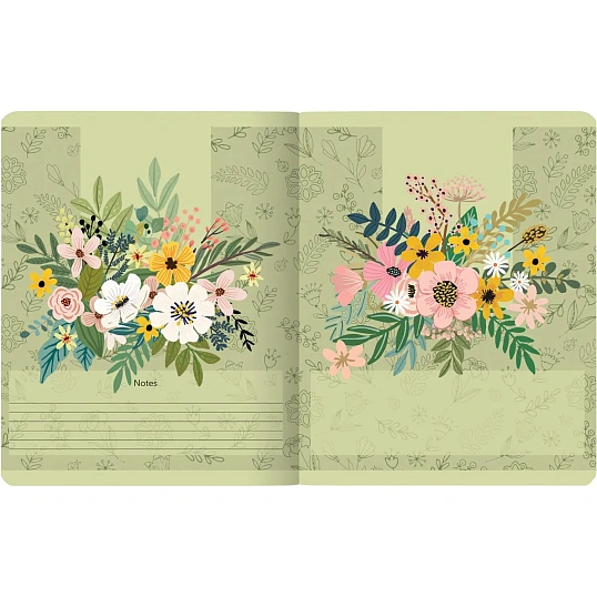 Тетрадь общая А5 ,48л, клетка,скрепка, HELLO SPRING, 5 шт в уп,7-48-448/5