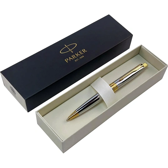 Ручка шариковая Parker Aster shiny chrome GT 1,0мм,кнопочн,синяя,9000019826